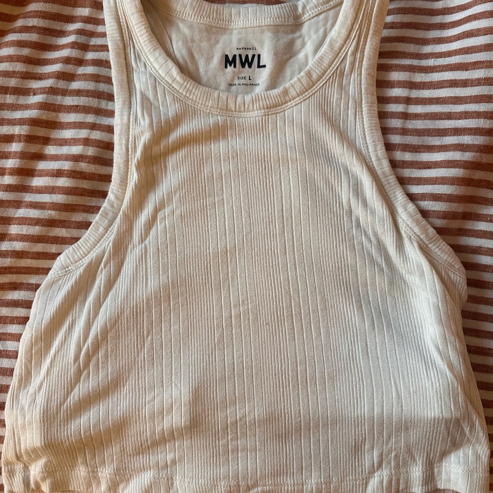 Madewell Cream Ribbed Sleeveless Tank Top